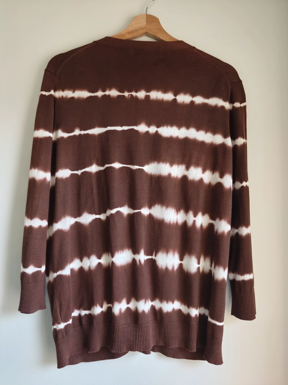 Michael Kors Women's Brown Tie-Dye V-Neck Button Cardigan Sweater Size XL